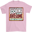 Looking at an Awesome Flight Attendant Mens T-Shirt Cotton Gildan Light Pink