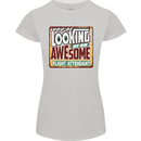 Looking at an Awesome Flight Attendant Womens Petite Cut T-Shirt Sports Grey