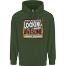 Looking at an Awesome Graphic Designer Mens 80% Cotton Hoodie Forest Green
