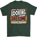 Looking at an Awesome Graphic Designer Mens T-Shirt Cotton Gildan Forest Green