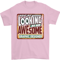 Looking at an Awesome Graphic Designer Mens T-Shirt Cotton Gildan Light Pink