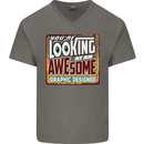 Looking at an Awesome Graphic Designer Mens V-Neck Cotton T-Shirt Charcoal