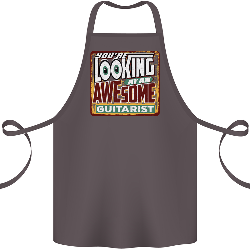 Looking at an Awesome Guitarist Guitar Cotton Apron 100% Organic Dark Grey