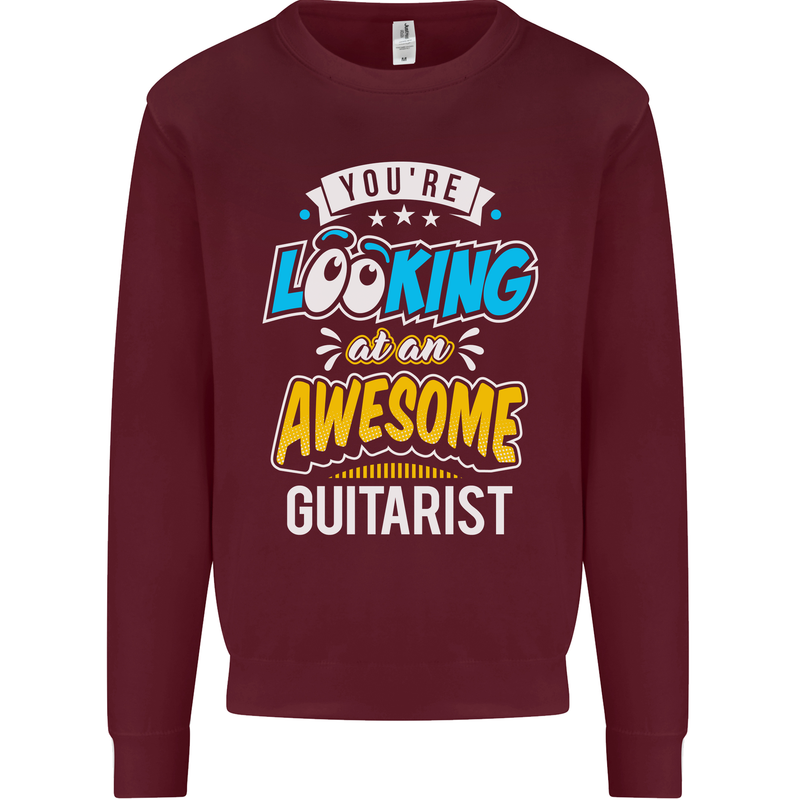 Looking at an Awesome Guitarist Guitar Kids Sweatshirt Jumper Maroon