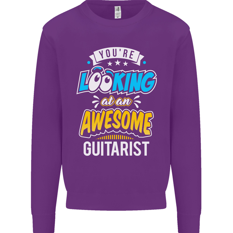 Looking at an Awesome Guitarist Guitar Kids Sweatshirt Jumper Purple