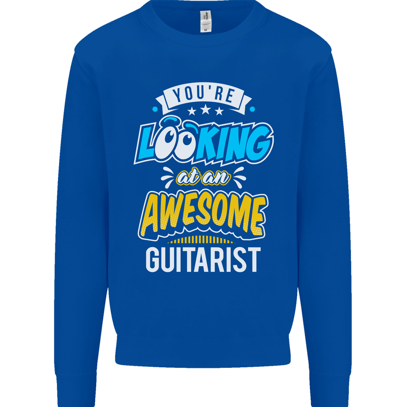 Looking at an Awesome Guitarist Guitar Kids Sweatshirt Jumper Royal Blue