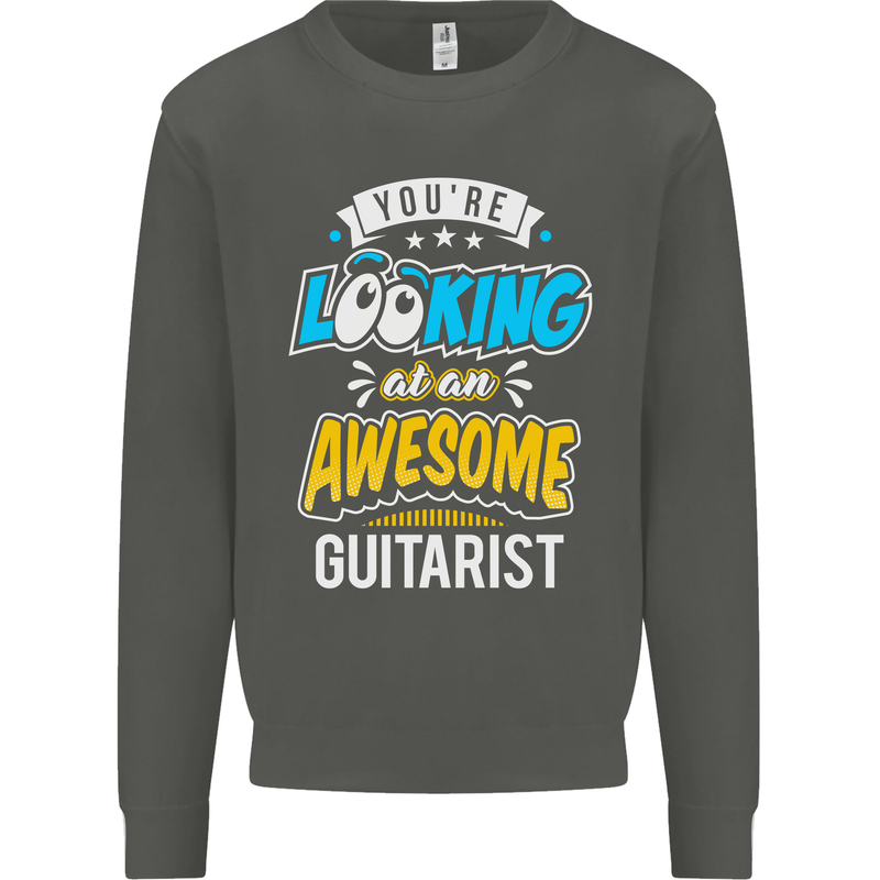 Looking at an Awesome Guitarist Guitar Kids Sweatshirt Jumper Storm Grey