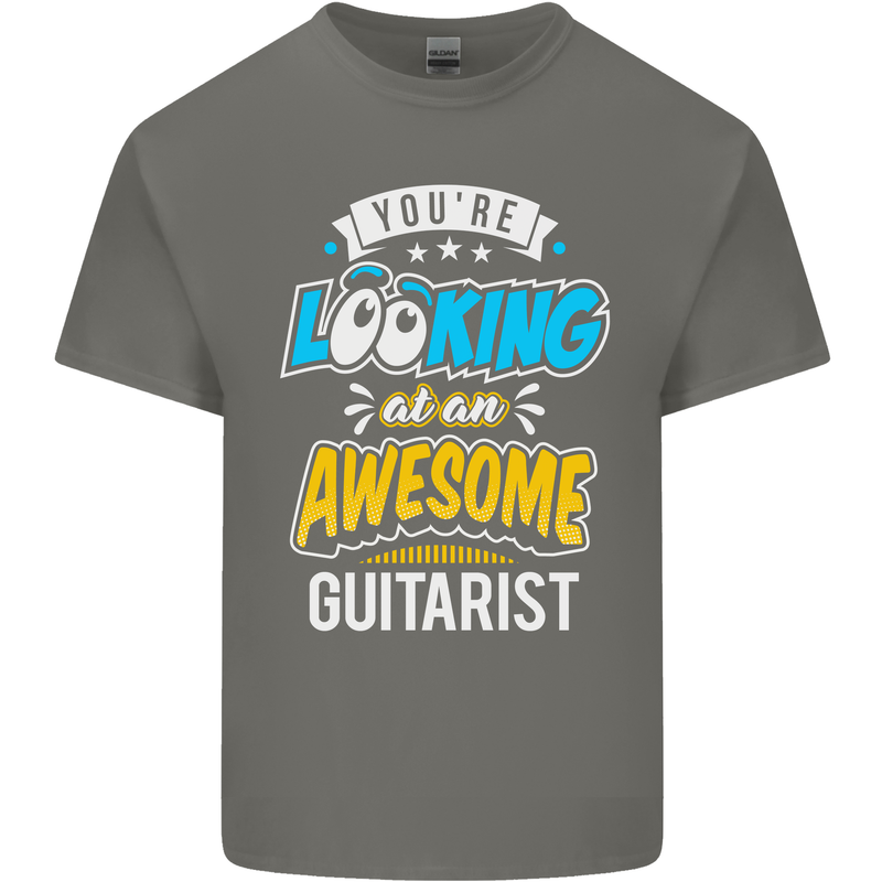 Looking at an Awesome Guitarist Guitar Kids T-Shirt Childrens Charcoal