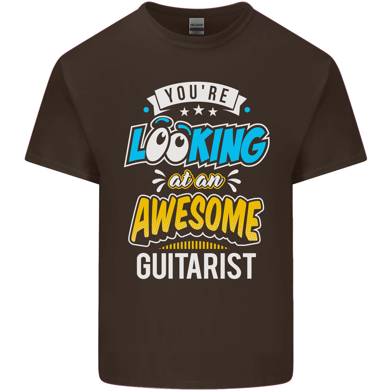 Looking at an Awesome Guitarist Guitar Kids T-Shirt Childrens Chocolate