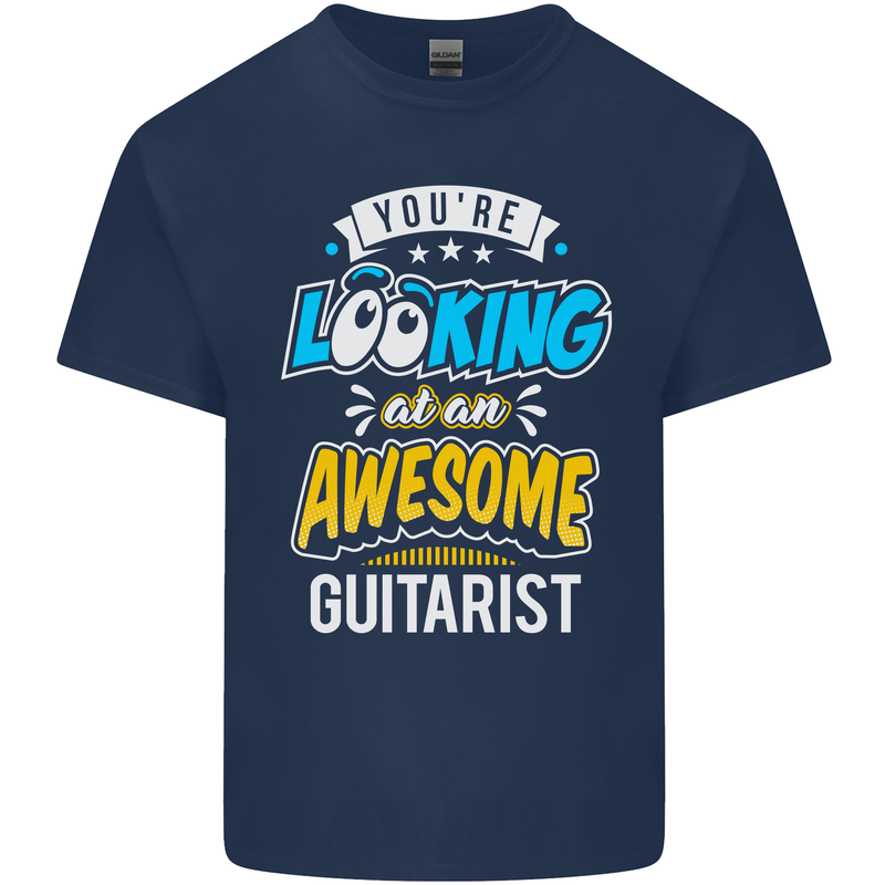 Looking at an Awesome Guitarist Guitar Kids T-Shirt Childrens Navy Blue