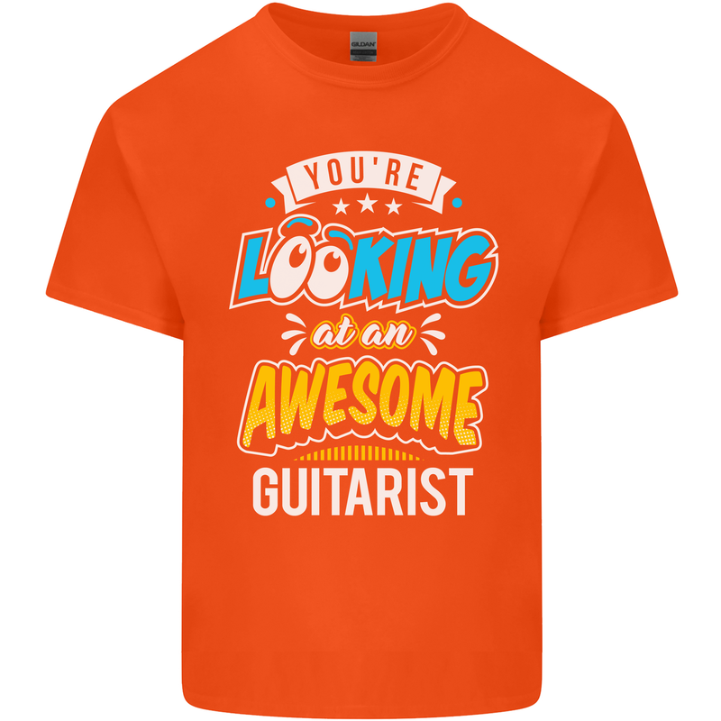 Looking at an Awesome Guitarist Guitar Kids T-Shirt Childrens Orange