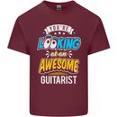 Looking at an Awesome Guitarist Guitar Mens Cotton T-Shirt Tee Top Maroon