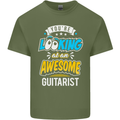 Looking at an Awesome Guitarist Guitar Mens Cotton T-Shirt Tee Top Military Green