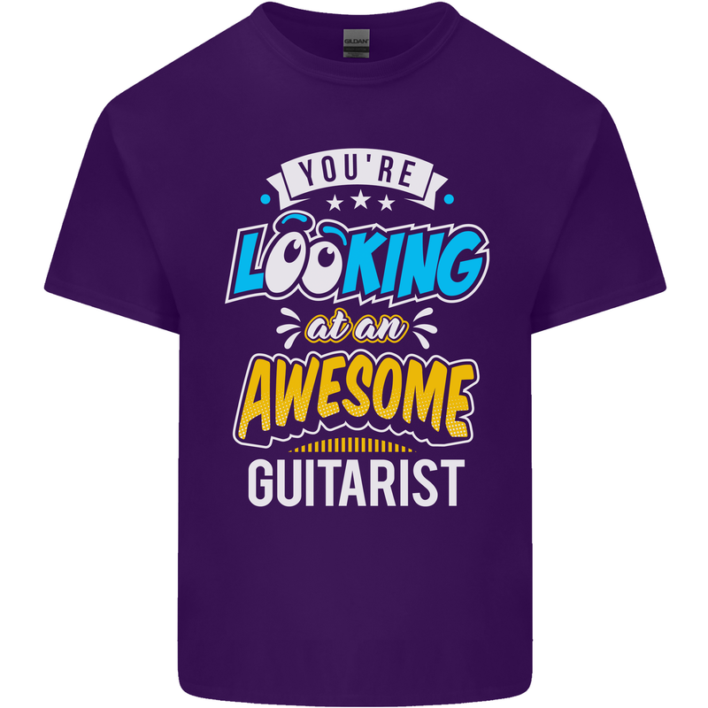 Looking at an Awesome Guitarist Guitar Mens Cotton T-Shirt Tee Top Purple