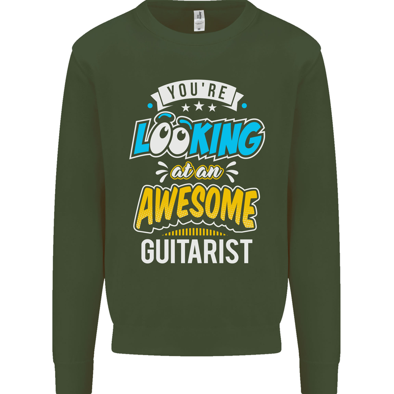 Looking at an Awesome Guitarist Guitar Mens Sweatshirt Jumper Forest Green