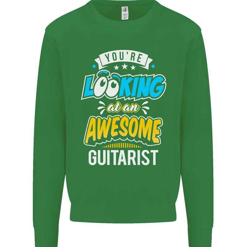 Looking at an Awesome Guitarist Guitar Mens Sweatshirt Jumper Irish Green