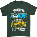 Looking at an Awesome Guitarist Guitar Mens T-Shirt Cotton Gildan Forest Green