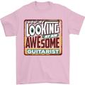 Looking at an Awesome Guitarist Guitar Mens T-Shirt Cotton Gildan Light Pink