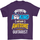 Looking at an Awesome Guitarist Guitar Mens T-Shirt Cotton Gildan Purple