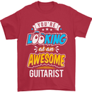 Looking at an Awesome Guitarist Guitar Mens T-Shirt Cotton Gildan Red