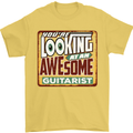 Looking at an Awesome Guitarist Guitar Mens T-Shirt Cotton Gildan Yellow