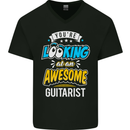 Looking at an Awesome Guitarist Guitar Mens V-Neck Cotton T-Shirt Black
