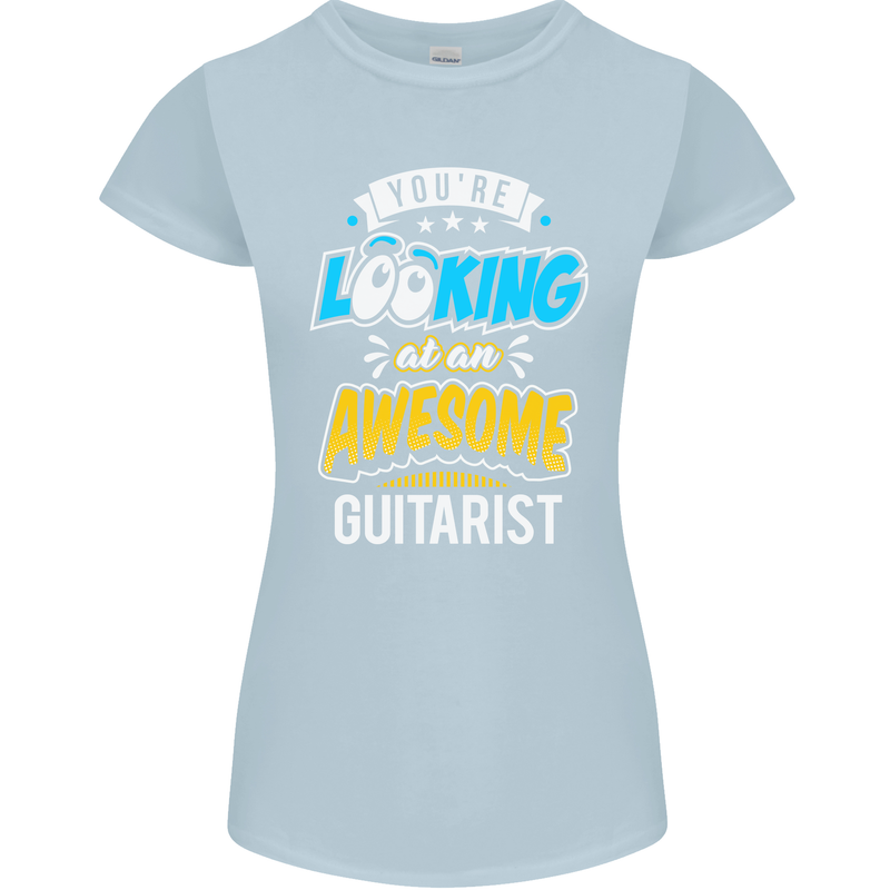 Looking at an Awesome Guitarist Guitar Womens Petite Cut T-Shirt Light Blue