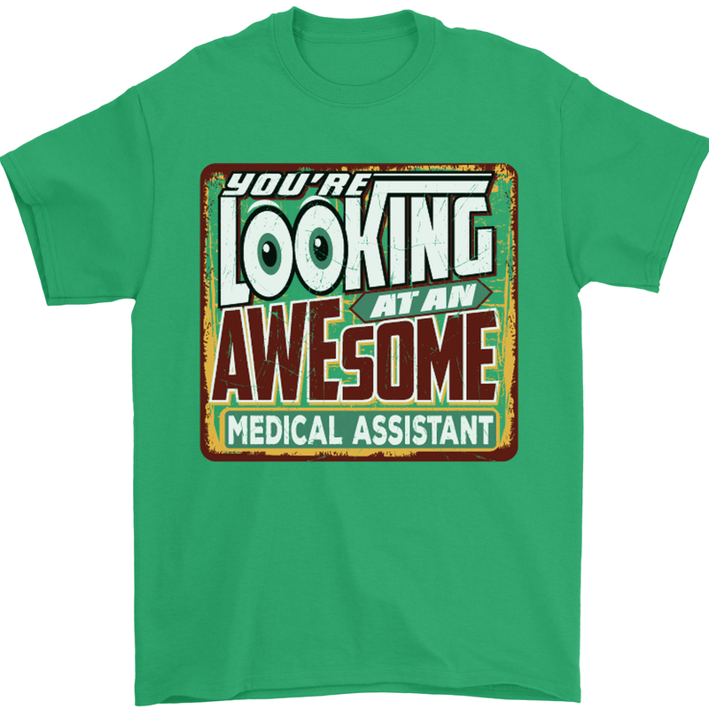 Looking at an Awesome Medical Assistant Mens T-Shirt Cotton Gildan Irish Green