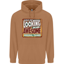 Looking at an Awesome Personal Trainer Mens 80% Cotton Hoodie Caramel Latte