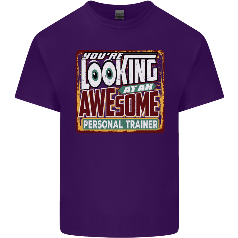 Looking at an Awesome Personal Trainer Mens Cotton T-Shirt Tee Top Purple