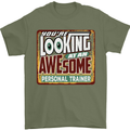 Looking at an Awesome Personal Trainer Mens T-Shirt Cotton Gildan Military Green