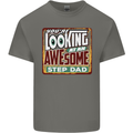 Looking at an Awesome Stepdad Mens Cotton T-Shirt Tee Top Charcoal