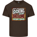 Looking at an Awesome Stepdad Mens Cotton T-Shirt Tee Top Dark Chocolate