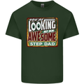 Looking at an Awesome Stepdad Mens Cotton T-Shirt Tee Top Forest Green