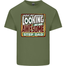 Looking at an Awesome Stepdad Mens Cotton T-Shirt Tee Top Military Green