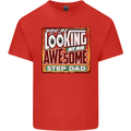 Looking at an Awesome Stepdad Mens Cotton T-Shirt Tee Top Red