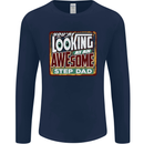 Looking at an Awesome Stepdad Mens Long Sleeve T-Shirt Navy Blue