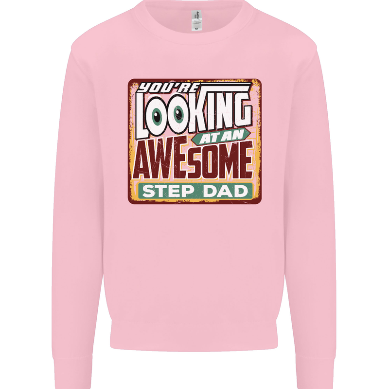 Looking at an Awesome Stepdad Mens Sweatshirt Jumper Light Pink