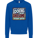 Looking at an Awesome Stepdad Mens Sweatshirt Jumper Royal Blue