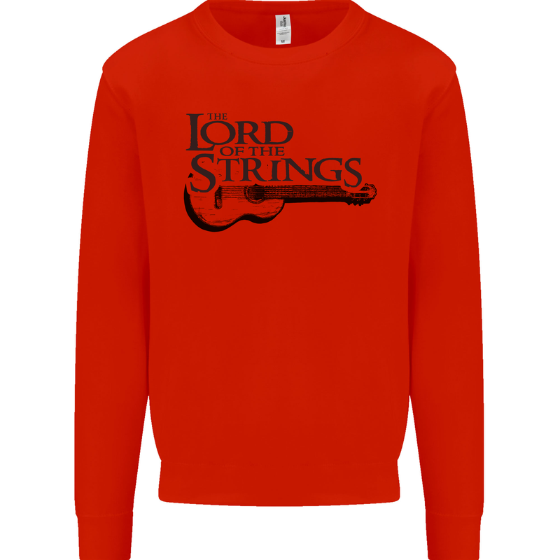 Lord of the Strings Guitarist Guitar Kids Sweatshirt Jumper Bright Red