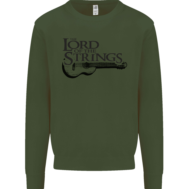 Lord of the Strings Guitarist Guitar Kids Sweatshirt Jumper Forest Green