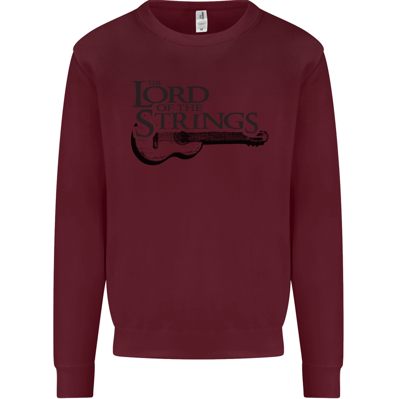 Lord of the Strings Guitarist Guitar Kids Sweatshirt Jumper Maroon