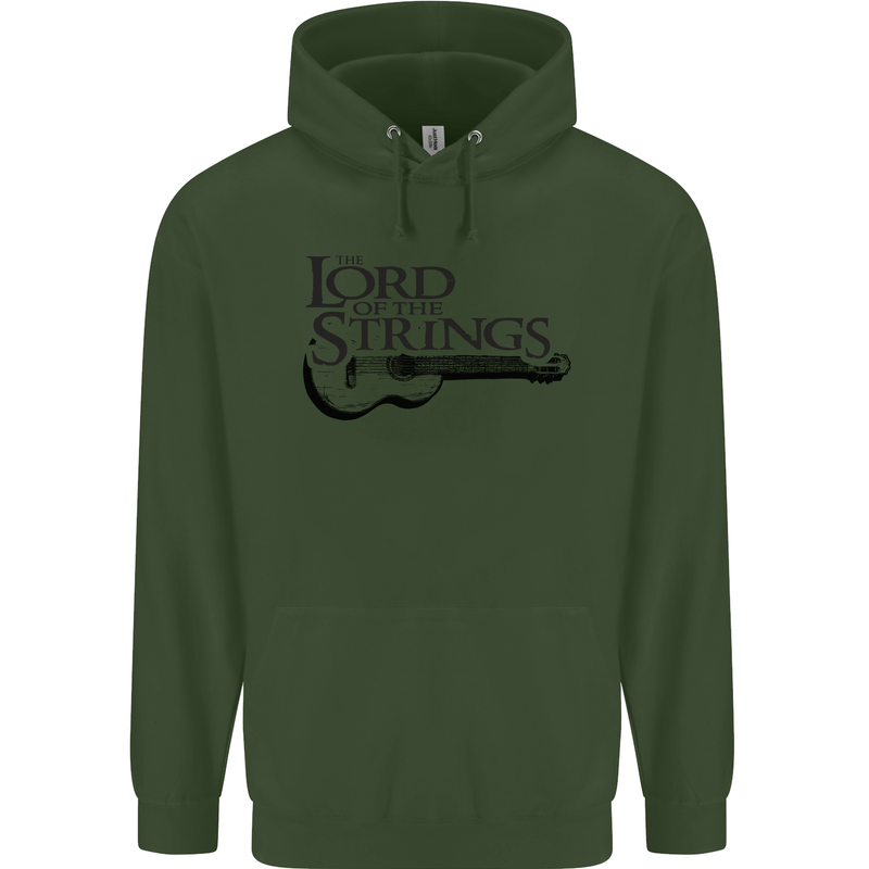Lord of the Strings Guitarist Guitar Mens 80% Cotton Hoodie Forest Green