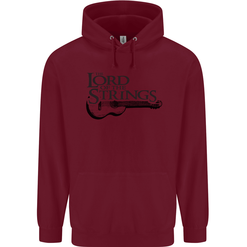 Lord of the Strings Guitarist Guitar Mens 80% Cotton Hoodie Maroon