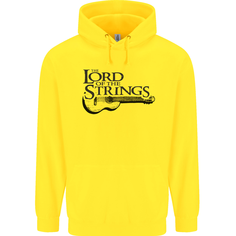 Lord of the Strings Guitarist Guitar Mens 80% Cotton Hoodie Yellow