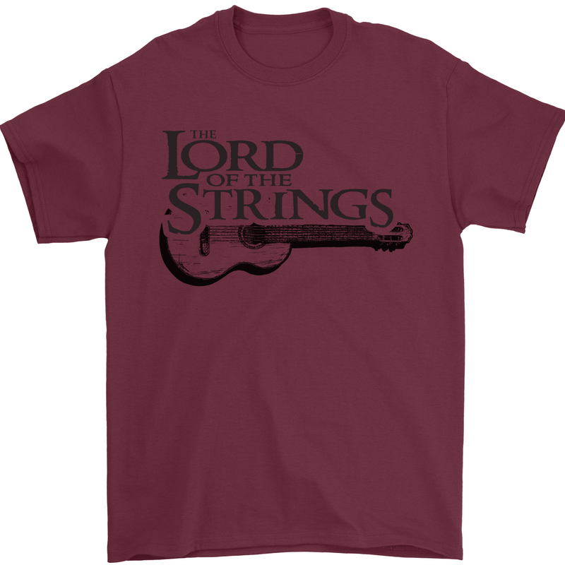 Lord of the Strings Guitarist Guitar Mens T-Shirt 100% Cotton Maroon