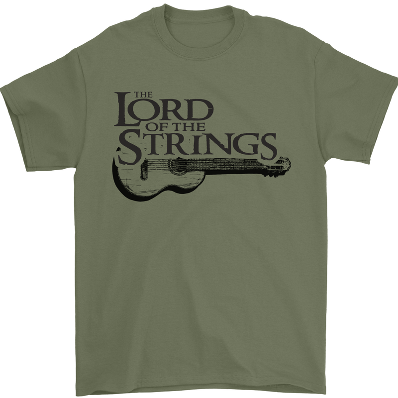 Lord of the Strings Guitarist Guitar Mens T-Shirt 100% Cotton Military Green