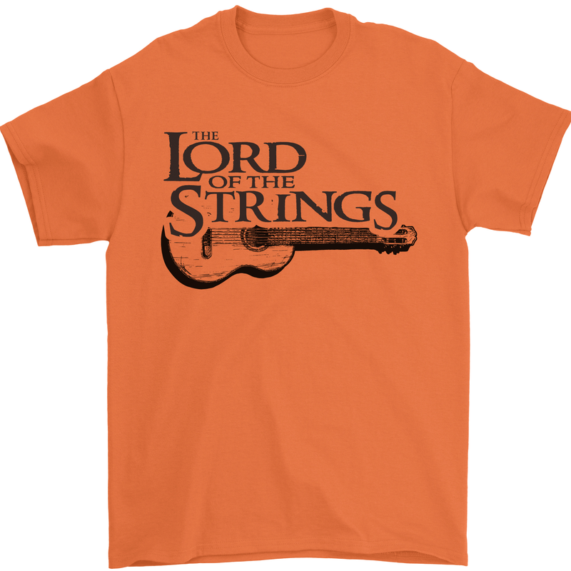 Lord of the Strings Guitarist Guitar Mens T-Shirt 100% Cotton Orange