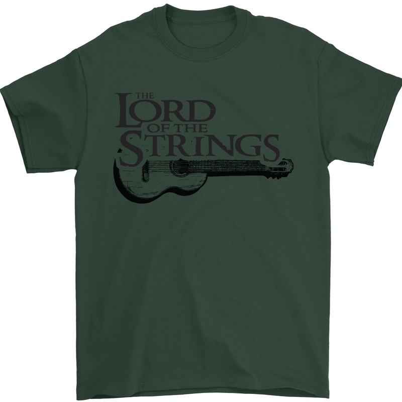 Lord of the Strings Guitarist Guitar Mens T-Shirt Cotton Gildan Forest Green
