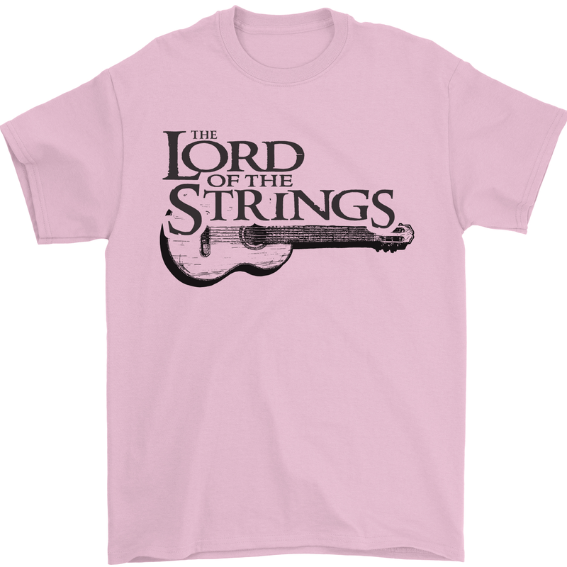 Lord of the Strings Guitarist Guitar Mens T-Shirt Cotton Gildan Light Pink